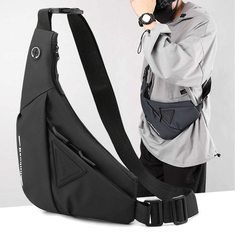 Men's Black Streetwear Crossbody Chest Bag