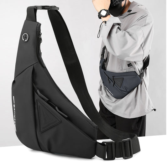 Men's Black Streetwear Crossbody Chest Bag