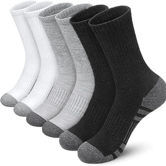 Men's Cushioned Athletic Crew Socks — 6-Pack, Sizes 6–13