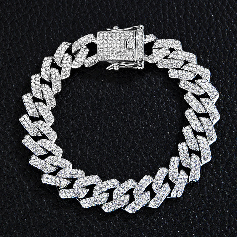 Iced-Out Cuban-Link Chain & Bracelet Set
