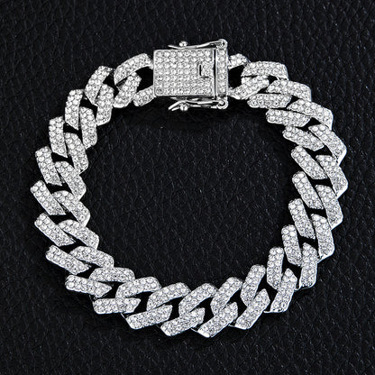 Iced-Out Cuban-Link Chain & Bracelet Set