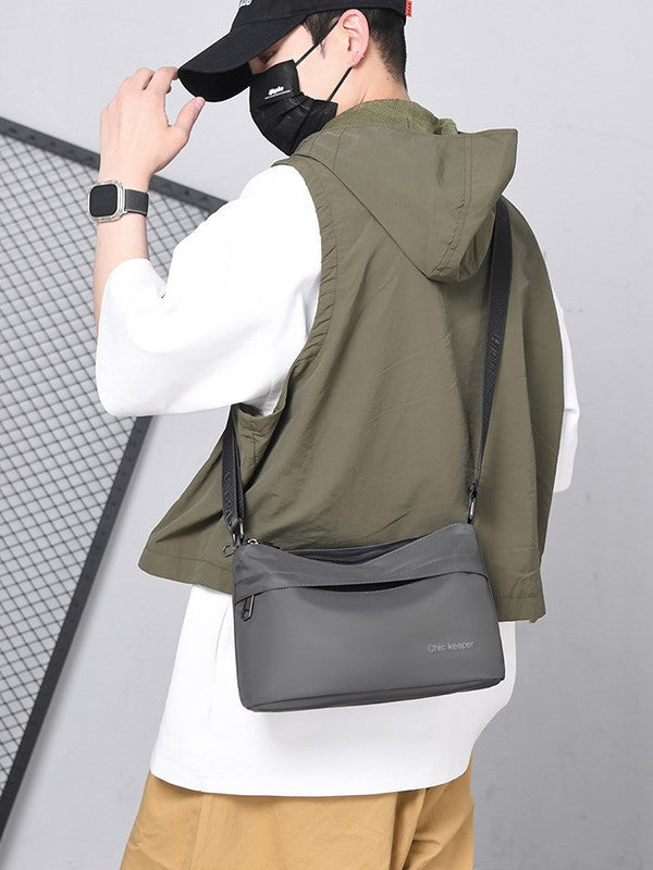 Men's Multi-Layer Crossbody Bag — Water-Repellent Shoulder Bag
