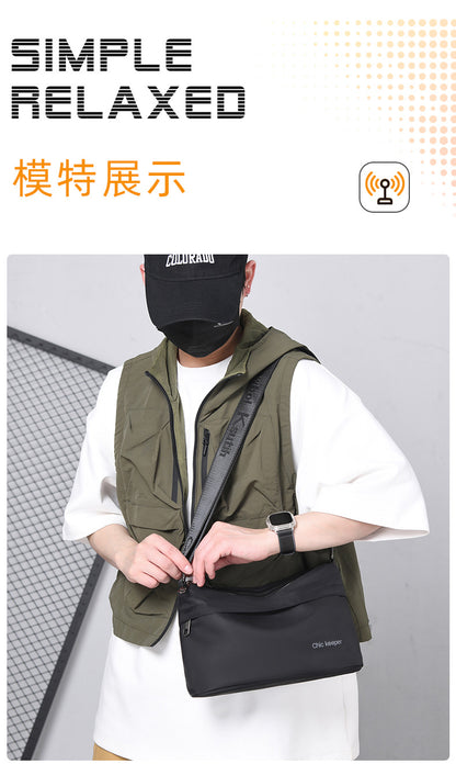 Men's Multi-Layer Crossbody Bag — Water-Repellent Shoulder Bag