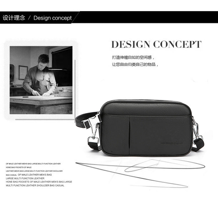 Men's Genuine Leather Texture Crossbody Bag — Large Capacity Shoulder Bag
