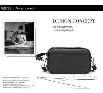 Men's Genuine Leather Texture Crossbody Bag — Large Capacity Shoulder Bag
