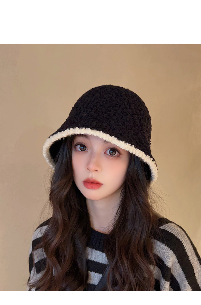 Women's French-Style Plush Knit Bucket Hat