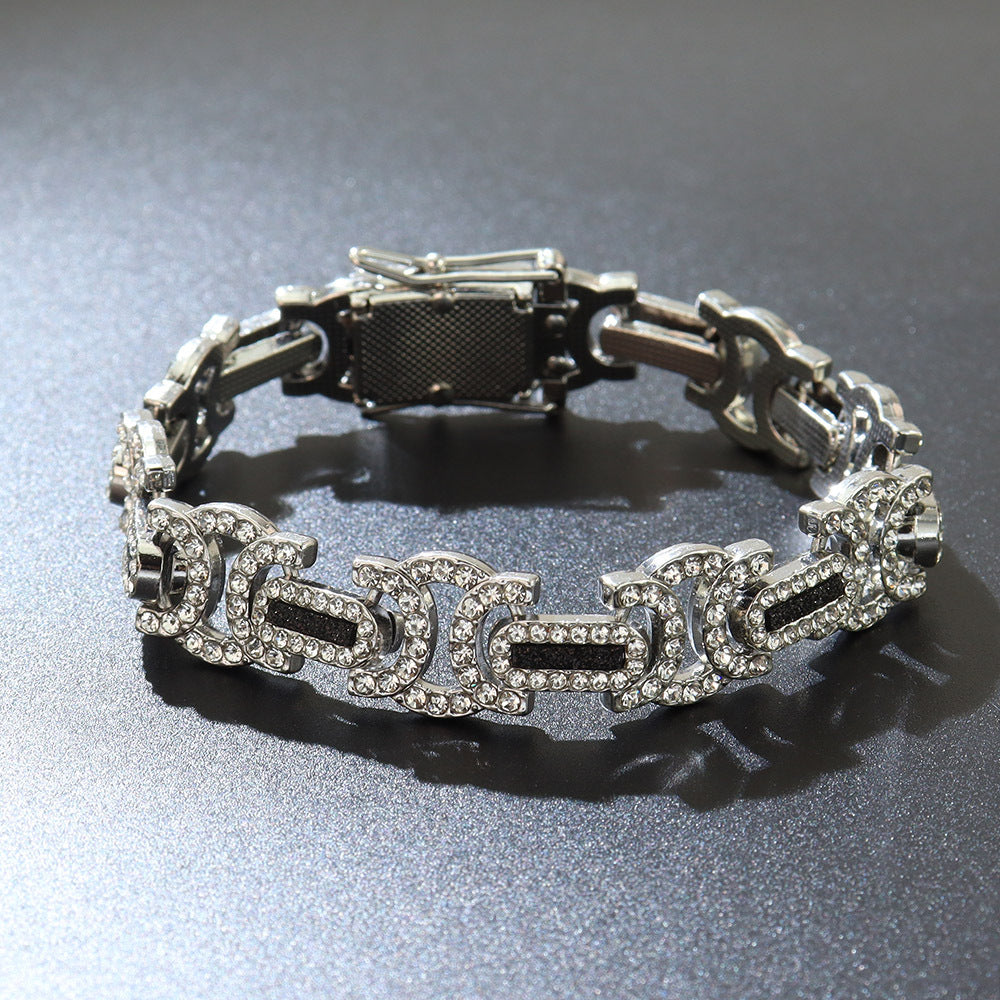 Geometric Iced-Out Cuban Chain & Bracelet Set