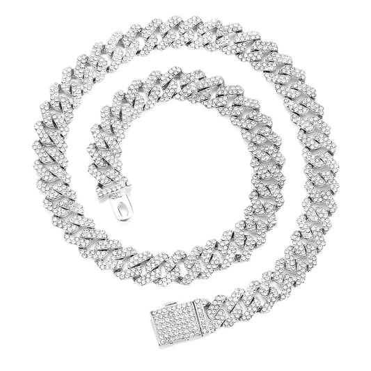 12mm Iced-Out Cuban-Link Chain & Bracelet Collection