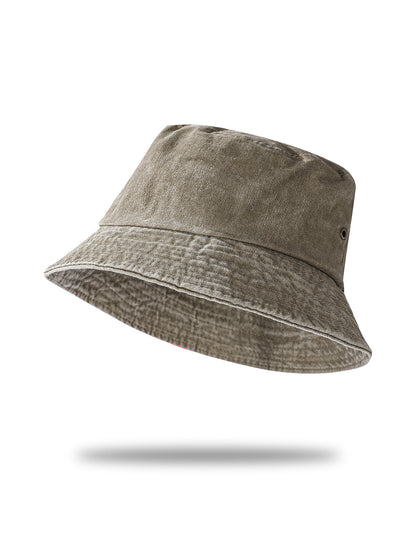 Vintage Washed Denim Bucket Hat — Japanese-Inspired Sun Cap