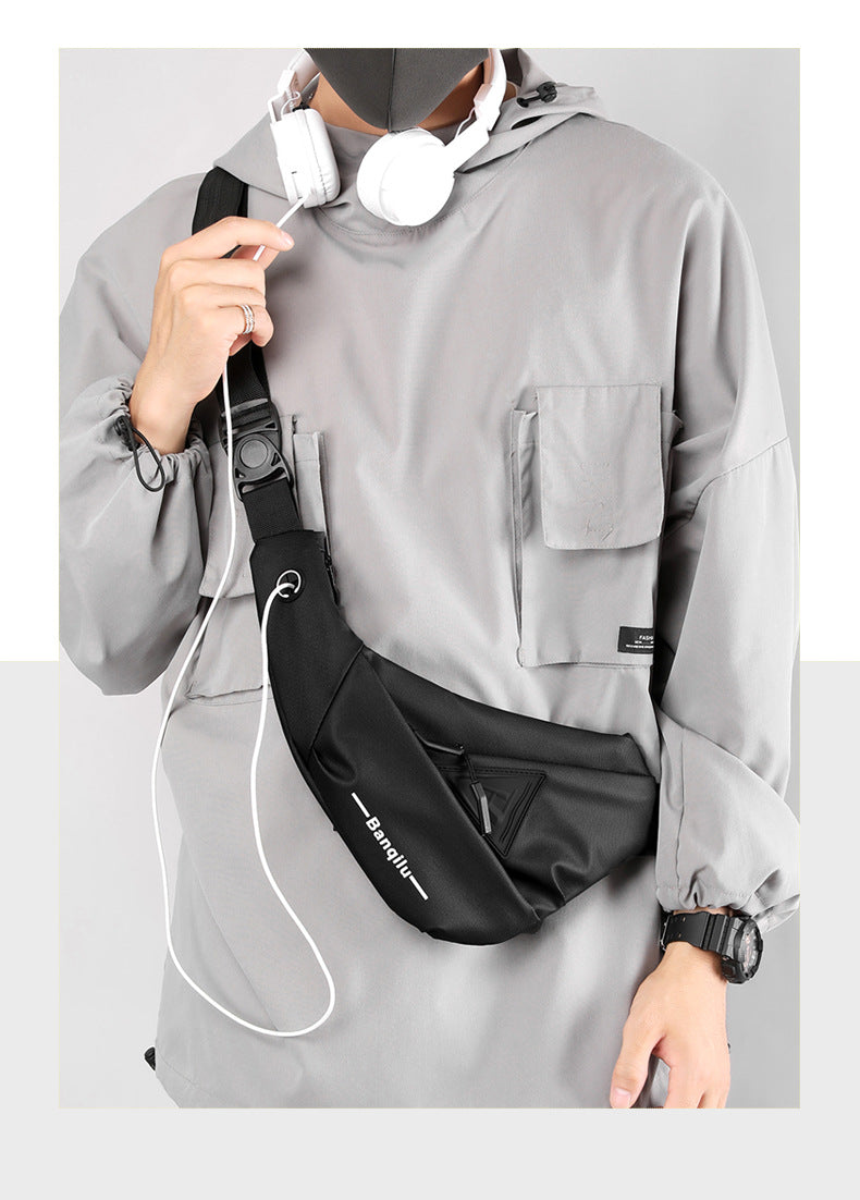 Men's Black Streetwear Crossbody Chest Bag