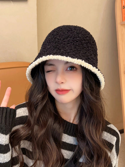 Women's French-Style Plush Knit Bucket Hat