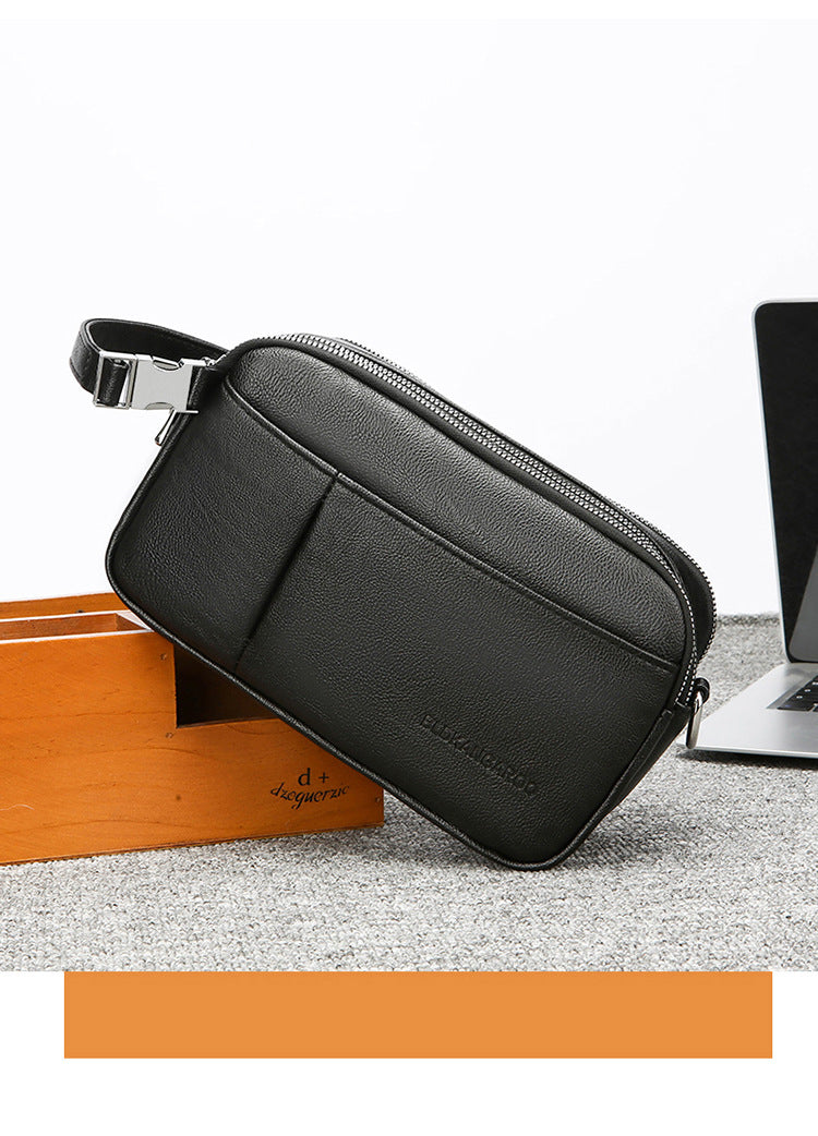 Men's Genuine Leather Texture Crossbody Bag — Large Capacity Shoulder Bag