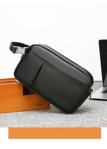 Men's Genuine Leather Texture Crossbody Bag — Large Capacity Shoulder Bag