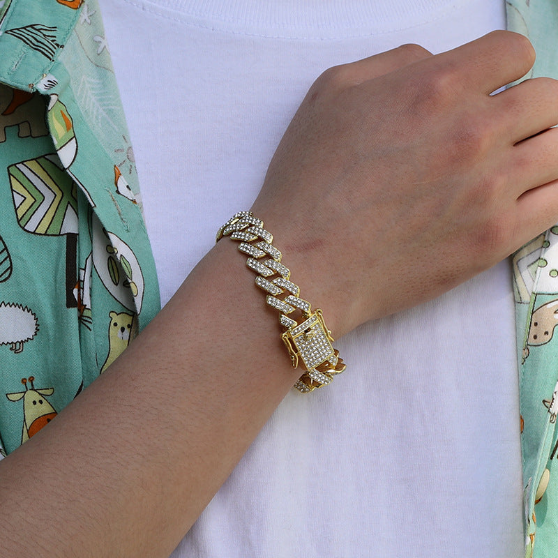 Iced-Out Cuban-Link Chain & Bracelet Set