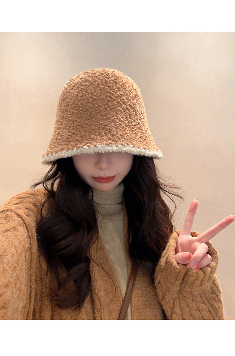 Women's French-Style Plush Knit Bucket Hat