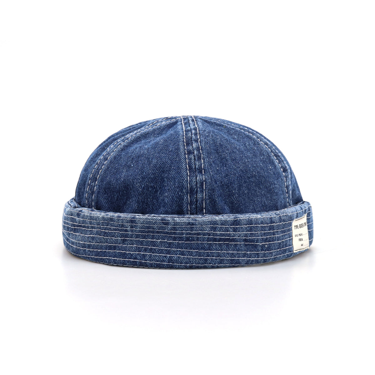 Retro Denim Docker Hat — Brimless Sailor Beanie Cap