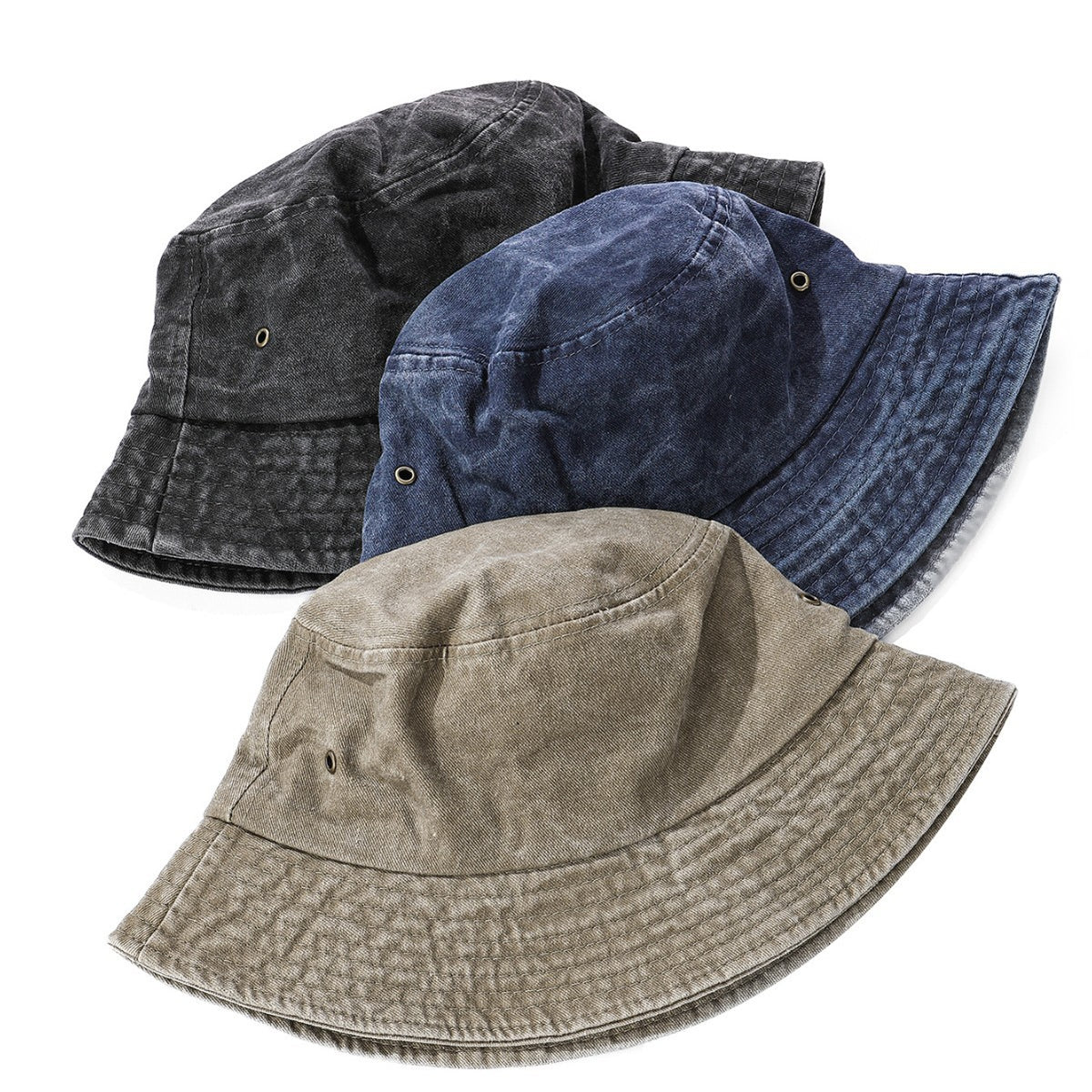 Vintage Washed Denim Bucket Hat — Japanese-Inspired Sun Cap