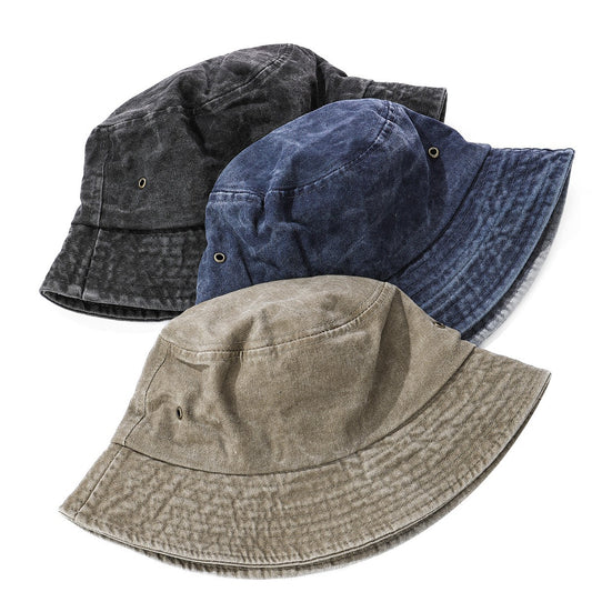 Vintage Washed Denim Bucket Hat — Japanese-Inspired Sun Cap