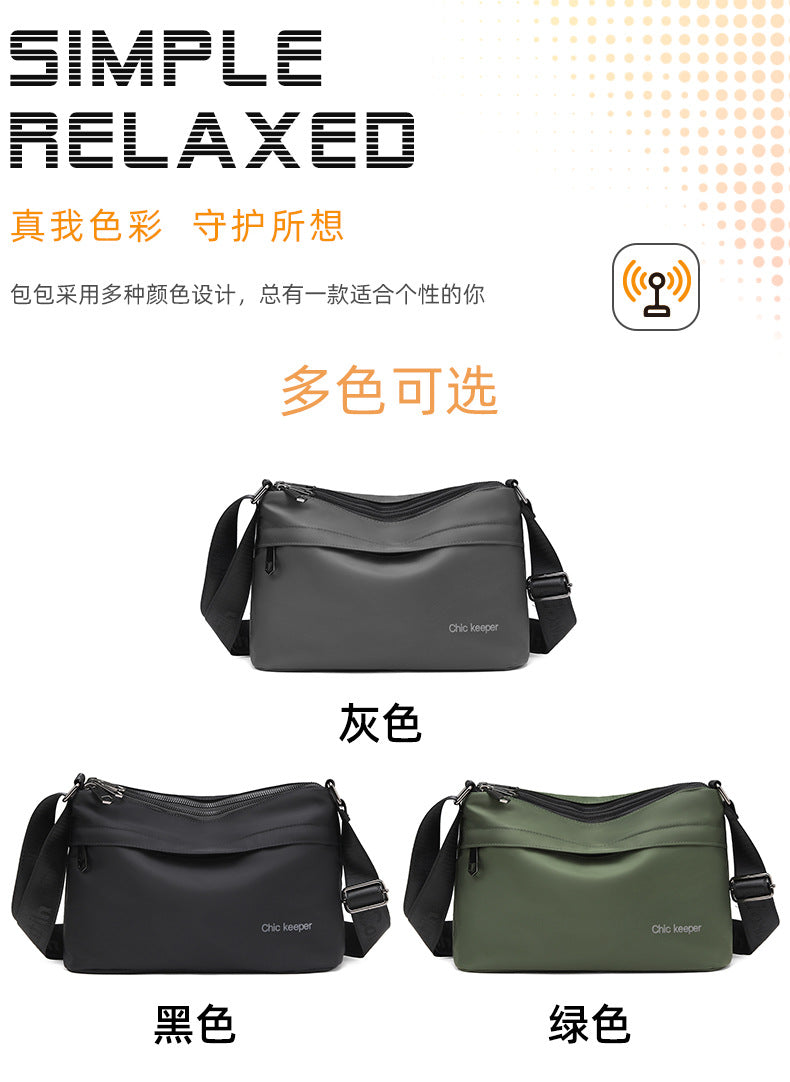 Men's Multi-Layer Crossbody Bag — Water-Repellent Shoulder Bag