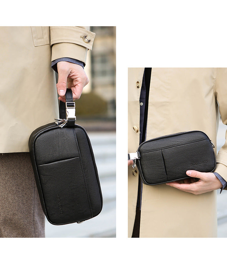 Men's Genuine Leather Texture Crossbody Bag — Large Capacity Shoulder Bag