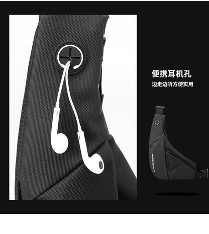 Men's Black Streetwear Crossbody Chest Bag