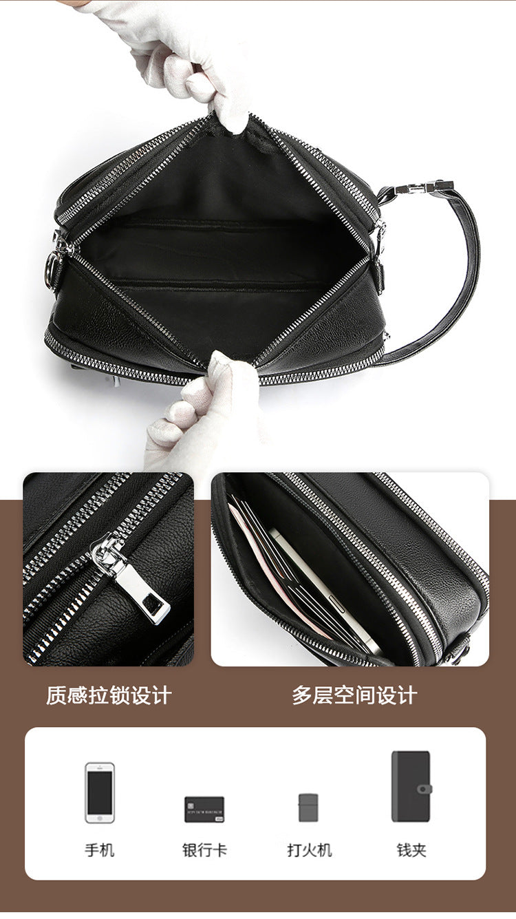Men's Genuine Leather Texture Crossbody Bag — Large Capacity Shoulder Bag