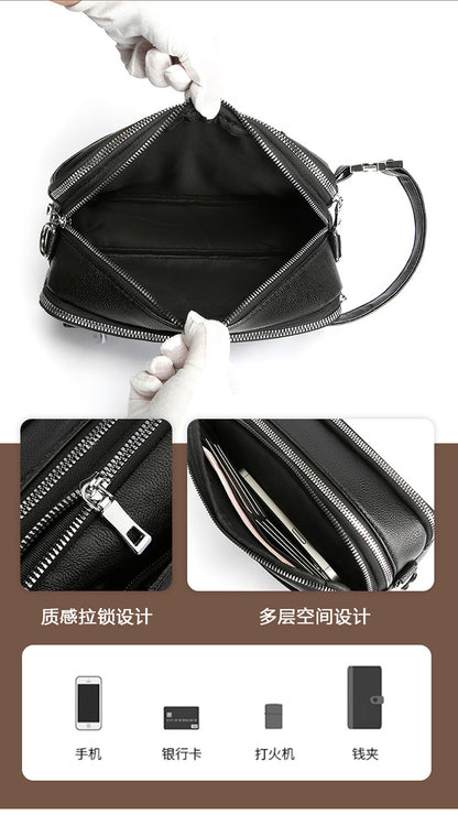 Men's Genuine Leather Texture Crossbody Bag — Large Capacity Shoulder Bag