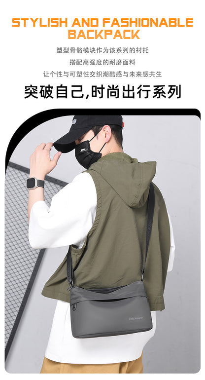 Men's Multi-Layer Crossbody Bag — Water-Repellent Shoulder Bag