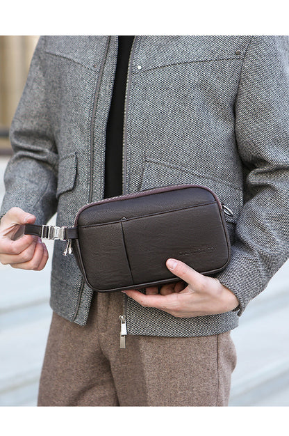Men's Genuine Leather Texture Crossbody Bag — Large Capacity Shoulder Bag