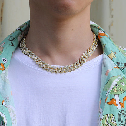 Iced-Out Cuban-Link Chain & Bracelet Set