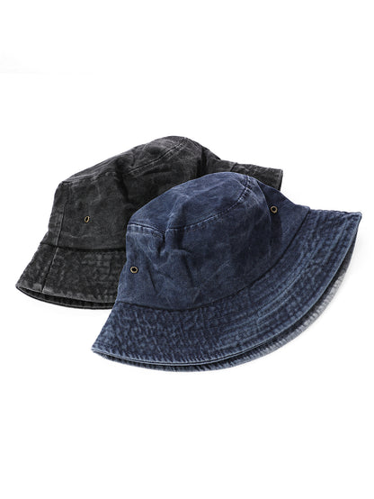 Vintage Washed Denim Bucket Hat — Japanese-Inspired Sun Cap