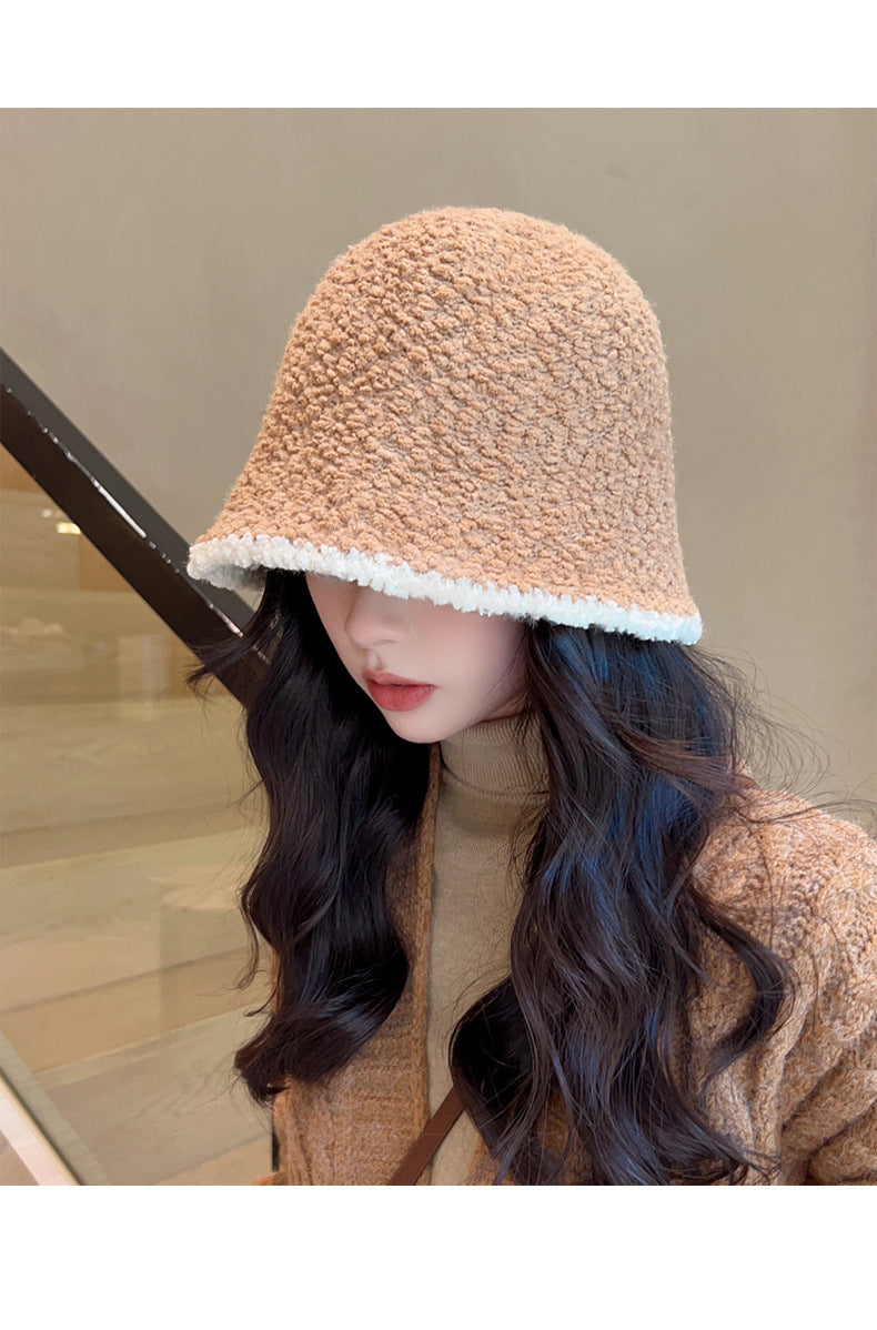 Women's French-Style Plush Knit Bucket Hat