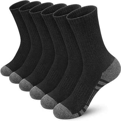 Men's Cushioned Athletic Crew Socks — 6-Pack, Sizes 6–13