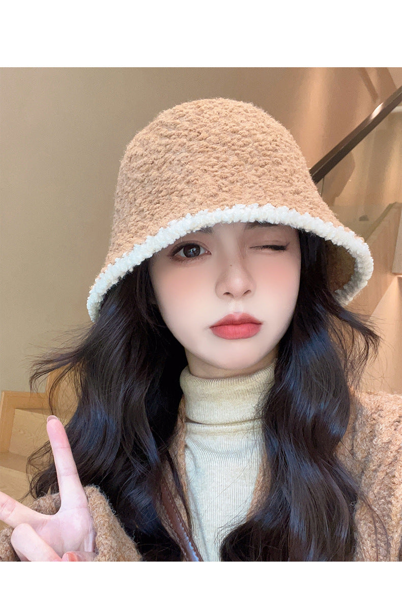 Women's French-Style Plush Knit Bucket Hat