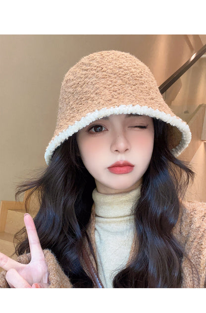Women's French-Style Plush Knit Bucket Hat