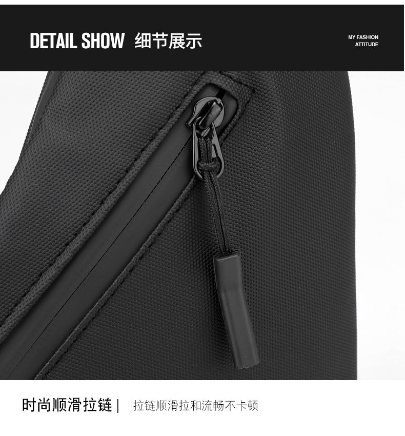 Men's Black Streetwear Crossbody Chest Bag