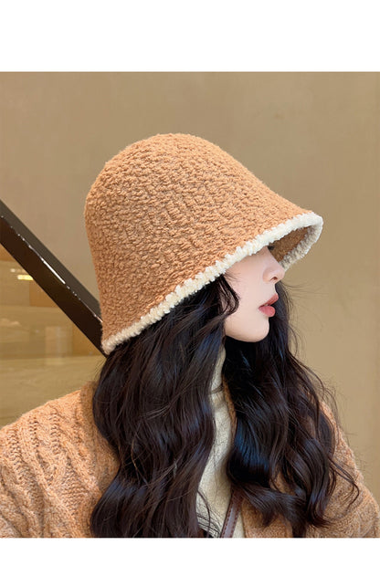 Women's French-Style Plush Knit Bucket Hat