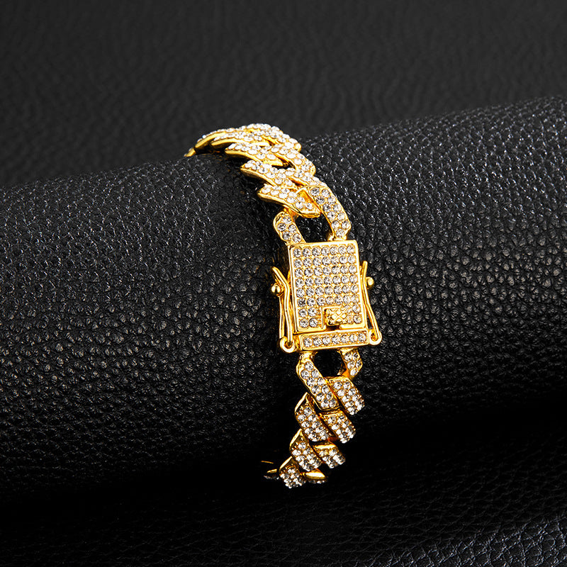 Iced-Out Cuban-Link Chain & Bracelet Set