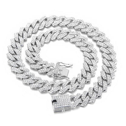 Iced-Out Cuban-Link Chain & Bracelet Set
