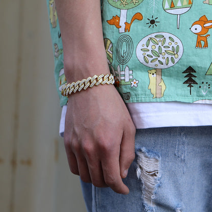 Iced-Out Cuban-Link Chain & Bracelet Set