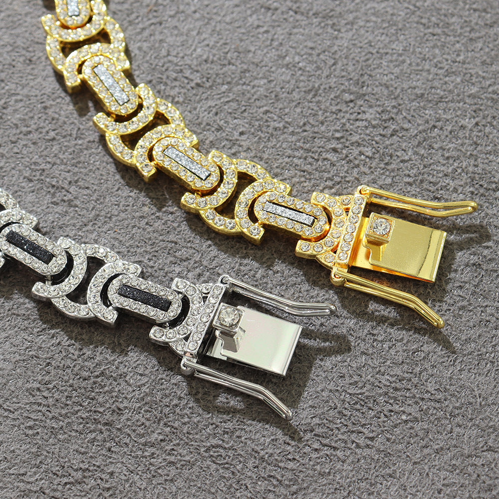 Geometric Iced-Out Cuban Chain & Bracelet Set