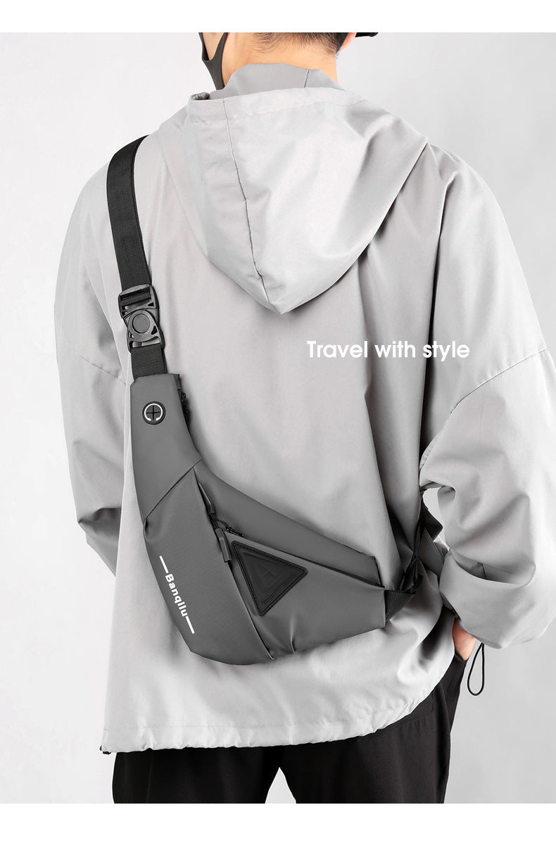 Men's Black Streetwear Crossbody Chest Bag