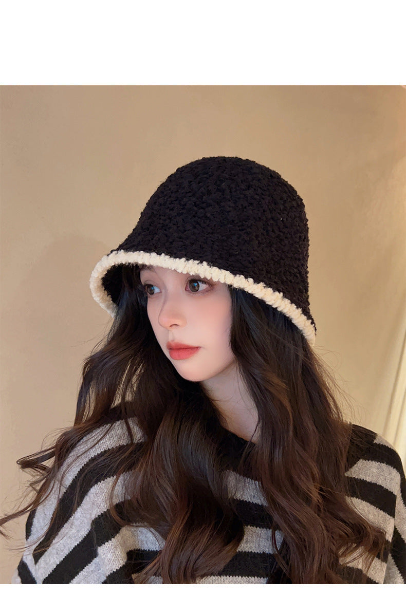 Women's French-Style Plush Knit Bucket Hat