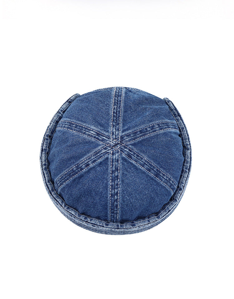 Retro Denim Docker Hat — Brimless Sailor Beanie Cap