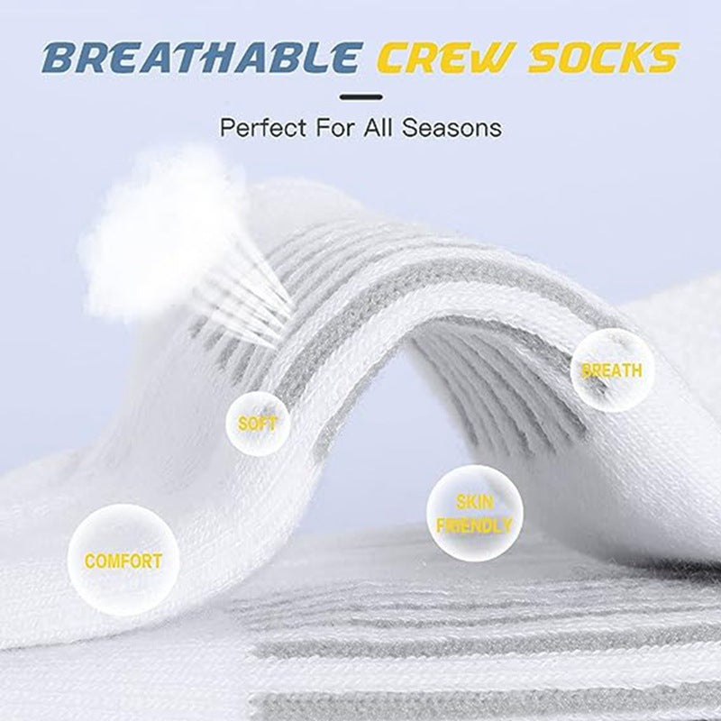 Men's Cushioned Athletic Crew Socks — 6-Pack, Sizes 6–13