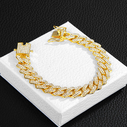 Iced-Out Cuban-Link Chain & Bracelet Set