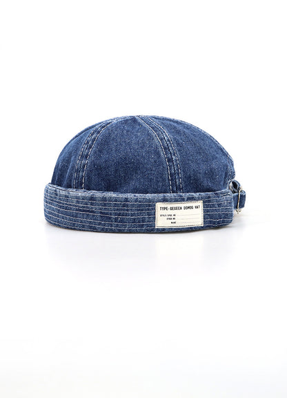 Retro Denim Docker Hat — Brimless Sailor Beanie Cap