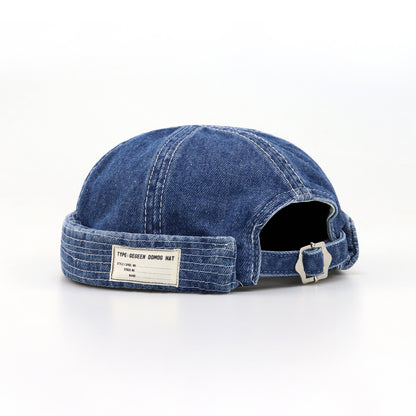 Retro Denim Docker Hat — Brimless Sailor Beanie Cap