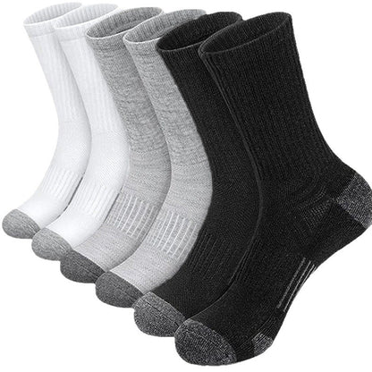 Men's Cushioned Athletic Crew Socks — 6-Pack, Sizes 6–13