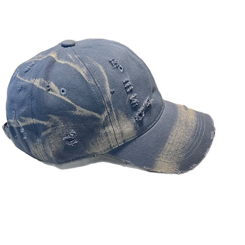 Vintage Gradient Ripped-Denim Baseball Cap